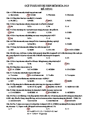 Gợi ý giải đề thi THPT Quốc gia môn Hóa học năm 2019 - Mã đề 201